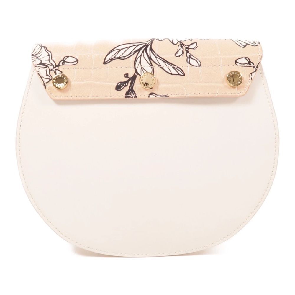 Rare Furla GHW Chain Floral Shoulder Bag Calfskin Leather White - Picture 2 of 13